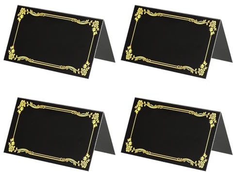 PATIKIL Riservato Tavolo Segnali Oro Bordo Stampa Tavoli Tenda Nero 25pz | Vuoto Carta