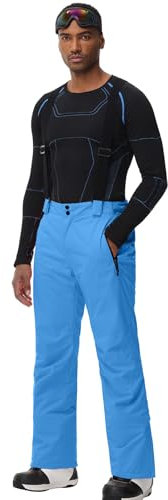 ALSOGO Herren Skihose wasserdichte Winddichte Winter Schneehose Outdoor Snowboardhose mit Abnehmbar Träger Blau 2XL