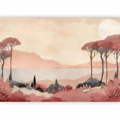 murando - Papier peint panoramique paysage 350x256 cm - Revêtement mural décoration pour chambre salon cuisine - Design unique et moderne - Gris marron rouge - c-H-10041-a-a