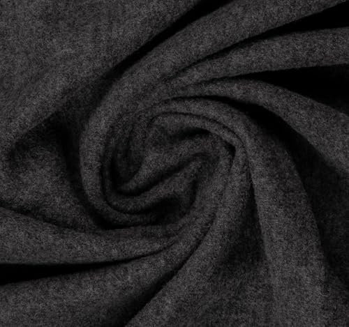 Weicher Walkloden | Walkstoff | MERINO | 100% gekochte Schurwolle | Meterware | ab 50 cm (dunkelgrau melange)