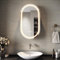 SIRHONA Armoire de Toilette Miroir, Armoire Murale avec Éclairage LED et Prises de Courant, Interrupteurs à Commande Tactile, Dimmable,Trois Températures de Couleur Réglables, 40 x 70 x 14cm