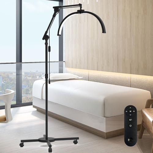 Extension De Cils LED Lampe Demi Lune Sur Pied - Tête Réglable à 360°, 3000K-6000K, Esthétique Professionnel Avec Support Pour Téléphone - Pour Tattoo, Maquilleurs
