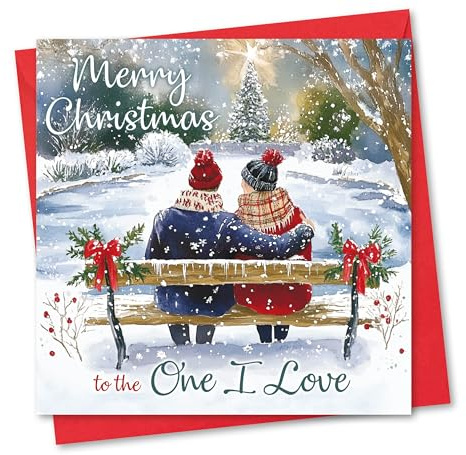 Weihnachtskarte für die Liebe. Weihnachtssee-Design. Umweltfreundlich und hergestellt in Großbritannien. Innentext: Kartengröße 148 x 148 mm.