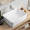 Warmiehomy Fregadero de cerámica para encimera de baño, lavabo rectangular de cerámica con escurridor de residuos para baño, guardarropa, tocador (blanco, 40 x 30 x 13 cm)