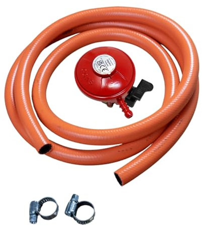 Dapetz ® Propane Patio Gas Regulator 27mm Clip On With 2m Hose And 2 Clips Fits Calor Flogas BP 5KG, 10KG 15KG Bottles
