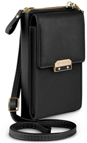 ONEFLOW Bliss Purse für iPhone 14 Handytasche zum Umhängen Damen mit Portemonnaie, Handy Umhängetasche mit Geldbörse und Handyfach, Kleine Handtasche, Schwarz