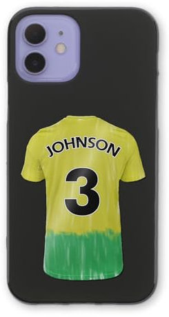 Personalised Football Phone Case For Apple iPhone 16, 15, 14,13, 12, 11, Pro Max, Mini, XR, XS, SE Yellow Green Football Shirt Phone Case with Name and Number, Soft Black TPU Phone Cover