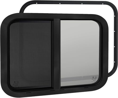 Ventana de caravana con mosquitera, ventana lateral de caravana, protección contra insectos, protección solar, 600 x 300 mm, para caravanas, remolques