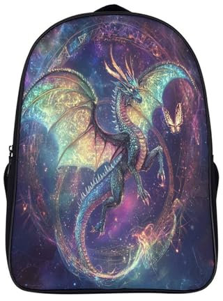 kaiyun The Drache Flies in The Galaxy Rucksack,Heilige Geometrie Pattern Kind Schultasche Für Teenager,geeignet Für Schule Und Reisen 16 inch
