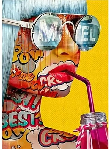 JICFDAO Diamond Painting Frau mit Brille 30x40cm Diamond Painting Leuchtend Diamant Malerei Bilder Graffiti Street Art Diamant Malerei Bilder Pop Art Malen nach Zahlen Erwachsene Abstrakt Wand Dekor