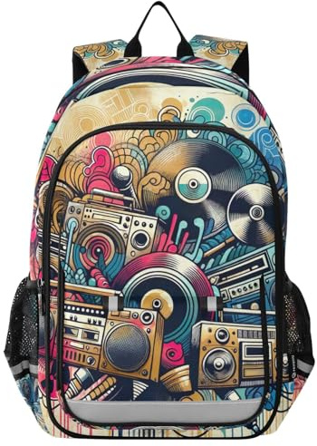 RPLIFE Hip Hop Graffiti Art Büchertasche für Kinder, 43,2 cm großer Kinderrucksack, Hip-Hop-Graffiti-Kunst, Einheitsgröße, traditionelle Rucksäcke, Hip Hop Graffiti-Kunst, Einheitsgröße