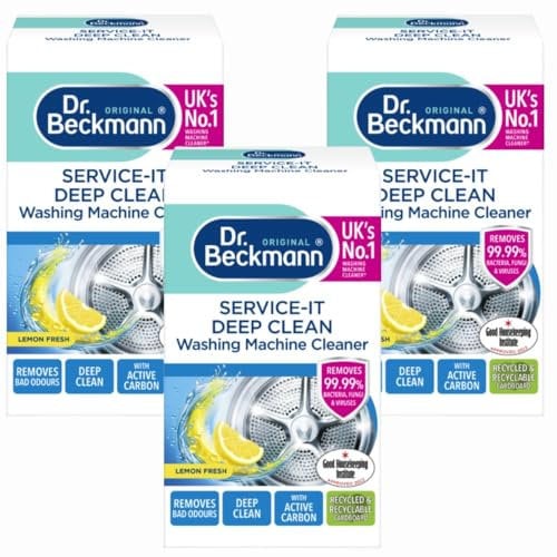 Dr Beckmann Service-it Deep Clean Washing Machine Cleaner Lemon Fresh 250g x3 - Removes Limescale, Residue & Odours - For Long-Lasting Machine Hygiene with Welari Thank You Card | (3 Pack)