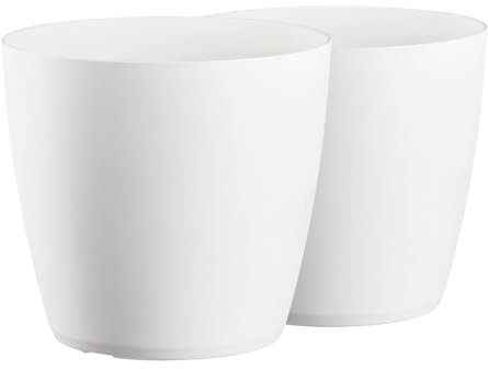 Tymar Blumentopf, 2er-Pack, Pflanzentopf aus Kunststoff, Moderne, matt, Runde Form (Weiß2, ø 40 cm)