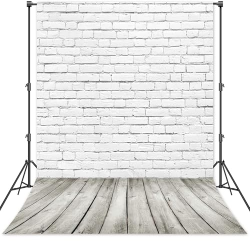 Fotohintergrund aus weißem Ziegelstein, 200 x 243 cm, Studio-Hintergrund aus dickem Polyester, weißer Hintergrund für Photobooth, Baby, Kinder, Erwachsene