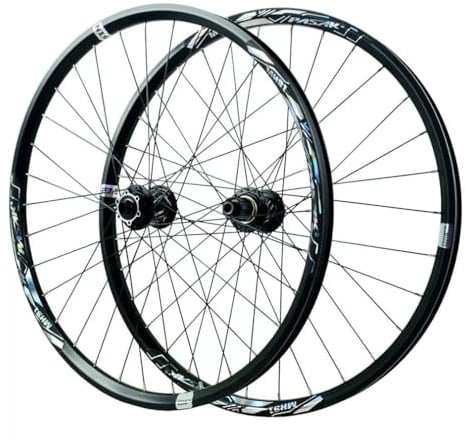 LSRRYD Mountainbike Vorder- Und Hinterrad 26 27,5 29 Steckachse Laufradsatz 110 * 20/142 * 12mm, Aluminiumlegierung Doppelwandige Felge for 7-12-Gang-Kassette, Scheibenbremse(29 Black,1 Pair)