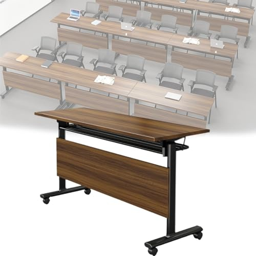 Klappbarer Konferenztisch, mobiler Schulungstisch, großer Meeting-Podcast-Schreibtisch mit 4 Bremsrollen, rollbarer Seminar-Besprechungstisch mit Klappplatte (120x50x75cm)(2 pcs)