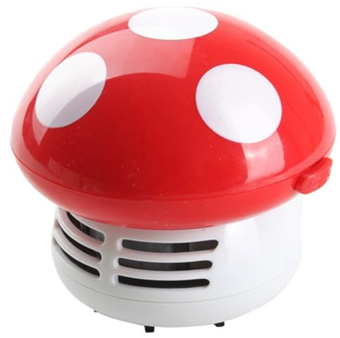 Wisyurt Aspirateur de Bureau à Main en Forme de Champignon, Nettoyeur de Bureau, Effaceur de Poussière, Papier, Balayeuse à Poussière, Rouge