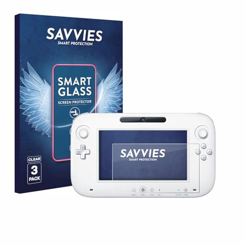 Savvies Schutzglas für Nintendo Wii U GamePad (Controller) | 3 Stück Transparenter Displayschutz Made in Germany Panzer Schutz Glas 9H Schutzfolie HD Klar Blasenfrei Einfache Montage
