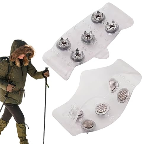 SVCEQZE 6 Stück Eisstollen, PET-, rutschfeste Greifer-Spikes, 5-Zahn-Schuh-, robuste Traktion, Wanderstollen, Sneaker, Eisklampe für Schuhe, Stiefel, Turnschuhe, Camping, Wandern