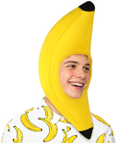 AYBUY Banana Hat, Funny Yellow Banana Hat, Novelty Cosplay Headwear, Unisex Bananas Costume Great for Stag Nights Pub Crawls, Halloween, Photo Props, Yellow Hats Accessory(Style A)