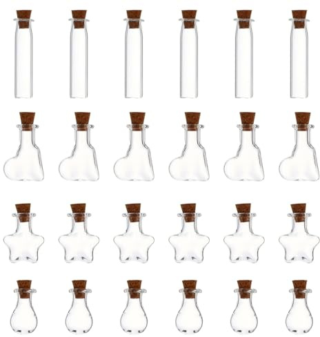 DOITOOL 50 Pièces Mini Bouteilles en Verre 10ml avec Bouchon de Liège, Multi-fonctionnelles pour Huiles Essentielles, comme Présent ou Décoration D'intérieur