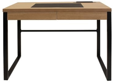 THE HOME DECO FACTORY HD3722 Mesa DESPACHO Madera Y Metal HD3722-LGSP, 110x110x16 cm