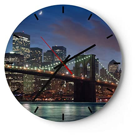 ARTTOR Modern Glasuhr 40x40cm Rund Wanduhr Architektur Städte - 0512