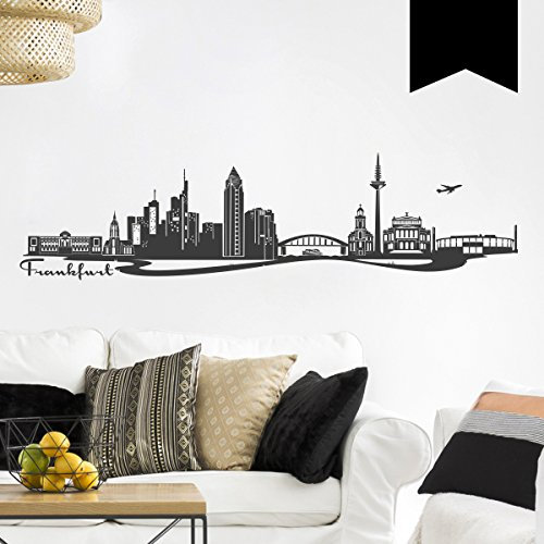 WANDKINGS Wandtattoo - Skyline Frankfurt - 130 x 34 cm - Schwarz - Wähle aus 6 Größen & 35 Farben