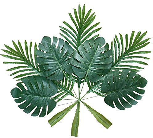ShoppeWatch Branches Feuilles de Palmier Artificielle (20 pièces) | Monstera Artificielles Deco Maison | Fausse Plante Deco Hawaienne Tropicale Jungle | Plante Verte Artificielle Decoration Maison A49