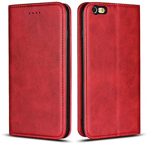 Copmob Cover iPhone 6S Plus,Cover iPhone 6 Plus,Flip Portafoglio Custodia in Pelle,[4 Slot][Supporto Stand][Chiusura Magnetica],Caso Cover Libro Custodia per iPhone 6 Plus/6S Plus - Rosso
