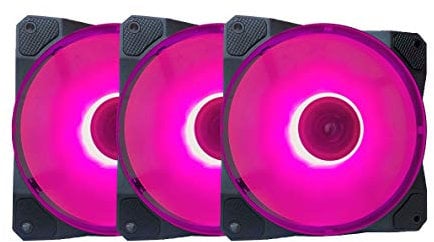 APEVIA CO312L-PK Cosmos 120mm Pink LED Ultra Silent Case Fan w/ 16 LEDs & Anti-Vibration Rubber Pads (3 Pk)