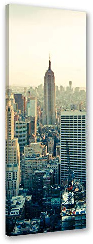 Feeby Leinwandbild NYC Bild Kunstdruck Manhattan Beige 50x150 cm