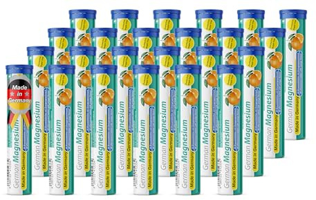 Magnesium Brausetabletten 24x20 Stk. Orangengeschmack – 200 mg Magnesium Zuckerfrei – T&D Pharma German Magnesium – Made in Germany