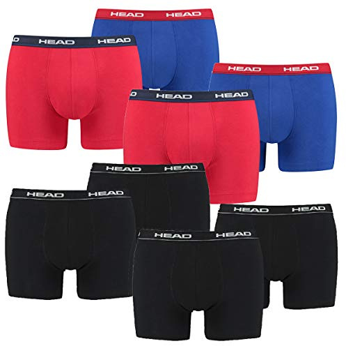 HEAD 8 er Pack Herren Boxer Boxershorts Basic Pant Unterwäsche, Farbe:Schwarz/Rot/Blau, Bekleidungsgröße:L