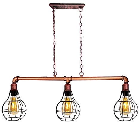 Vintage Rustikale Steampunk Metall Wasserpfeife Retro Decke Pendelleuchte Fassung 3 Wege Bar Käfig Lampe Schatten Metall Rohr Beleuchtung Hängende Leuchte