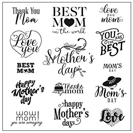 arriettycraft Gummistempel zum Muttertag, mit Spruch und Wörtern und Grußkarten, transparent, für Sammelalben, dekorative Kartenn
