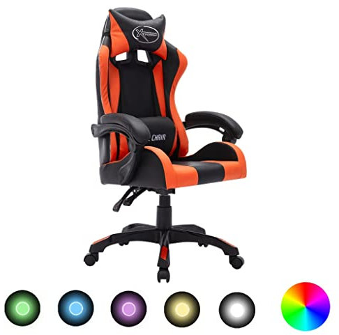 vidaXL Sedia da Gaming con Luci a LED RGB Arancione e Nera Similpelle