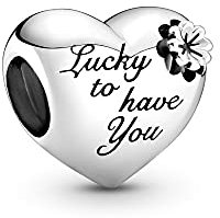 Annmors Femme Charms Cœur & Trèfle Argent Sterling 925 Pendentif pour Bracelet