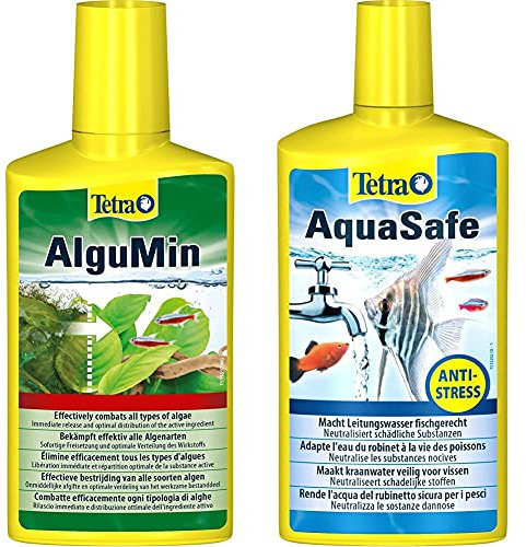 Tetra Algumin, Combatte Efficacemente Ogni Tipologia Di Alghe - 250 Ml & Aquasafe, Rende L'Acqua Del Rubinetto Sicura, Neutralizza Le Sostanze Dannose Per I Pesci - 500 Ml