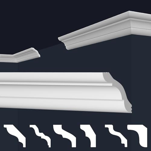 MARBET DESIGN Stuckleisten XPS Styropor weiß - Deckenleisten Deckenabschlussleisten E-Leisten - (2 Meter / 1 Leiste E-41)