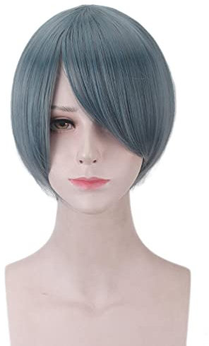 Uearlid Wig Anime Cosplay Ciel Phantomhive perücke grau grün Kurze Haar Anime schwarz Butler Cosplay Haar synthetische Cosplay perücke 25 cm