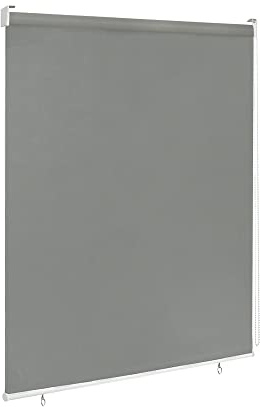 VA-Cerulean Außenrollo Senkrechtmarkise 140x140 cm Grau | Sichtschutz Rollo Sonnenschutz, Verdunkelung, wetterfest, Fensterrollo & Balkonrollo, UV-beständig, keine Jalousie
