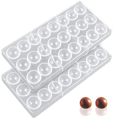 YXHZVON 2 PCS Moule Chocolat Polycarbonate, Moule en Polycarbonate Demi Sphere,Moule à Chocolat Transparent pour les bonbons, les gelées, les chocolats