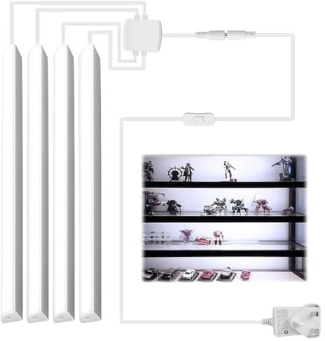 LED Shelf Lights for Display Showcase, 4X 31cm V-Shape Led Strip Lights Kit with Milky White Cover and On/Off Switch - 1200lm 12W - Pure White (6000K)