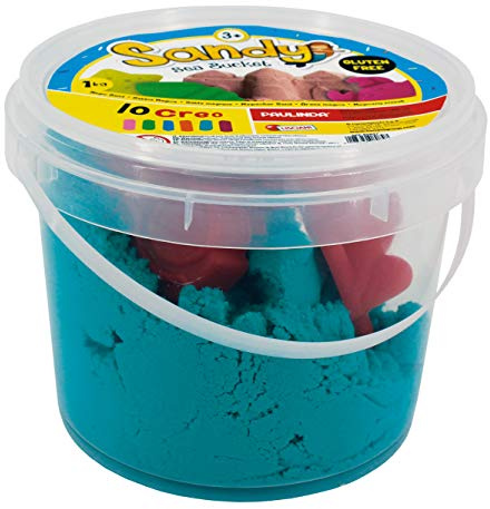 Lisciani - Sandy Zaubersand Eimer-Set - Kreativ-Spielzeug ab 3 Jahren - 1 kg bunter Spielsand & 4 Förmchen - Inklusive Eimer - Pädagogischer Therapiesand für Kinder und kleine Fans von Rollenspielen