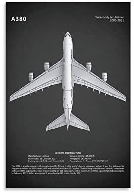 Aircraft Series Poster The Airbus A380 Poster Kunst Poster Leinwand Malerei Dekor Wanddruck Foto Zuhause Modern Dekorative Poster 60 x 90 cm
