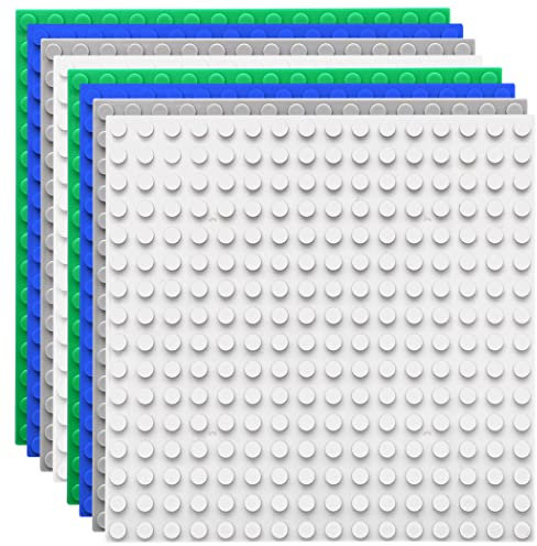Etarnfly 8 Pack Classic Base Plates,12.8 x 12.8 cm Building Board Baseplates 100% Compatible with All Major Brands,Grey/Green/Blue/White
