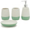 Vintage Green Bathroom accesory Set 4pc,Boho Ceramic Green Bathroom Decor Vanity Organizer, Lotion Dispenser,Toothbrush Holder, Soap Dish,Tumbler, Perfect for Bathroom Theme Gift