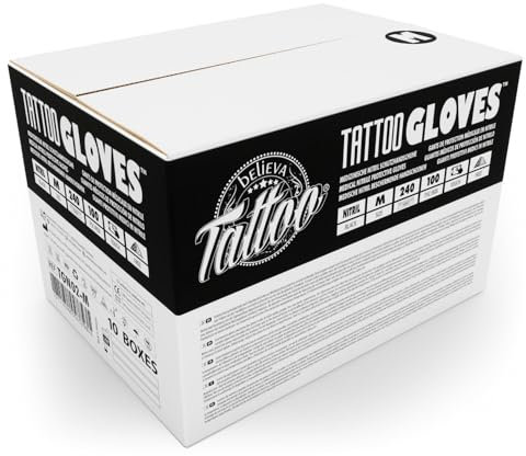 believa Tattoo Nitril Einweghandschuhe Schwarz, 1000er Box (10 x 100 Stück) Latex- & Puderfrei in M