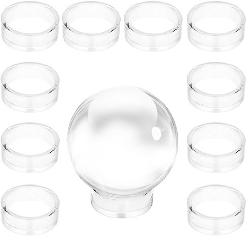 BTSKY 12Pcs 45mm Transparent Sphere Round Stands Baseball Holders - Clear Ring Display Holders Riser Display Stand for Golf Ball, Softball, Tennis Ball, Marbles, Clear Crystal Ball Display Stand